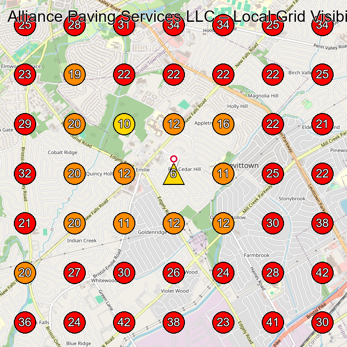 Alliance Paving Services LLC GeoGrid visibility map for Lawn Care Service in Fairless Hills